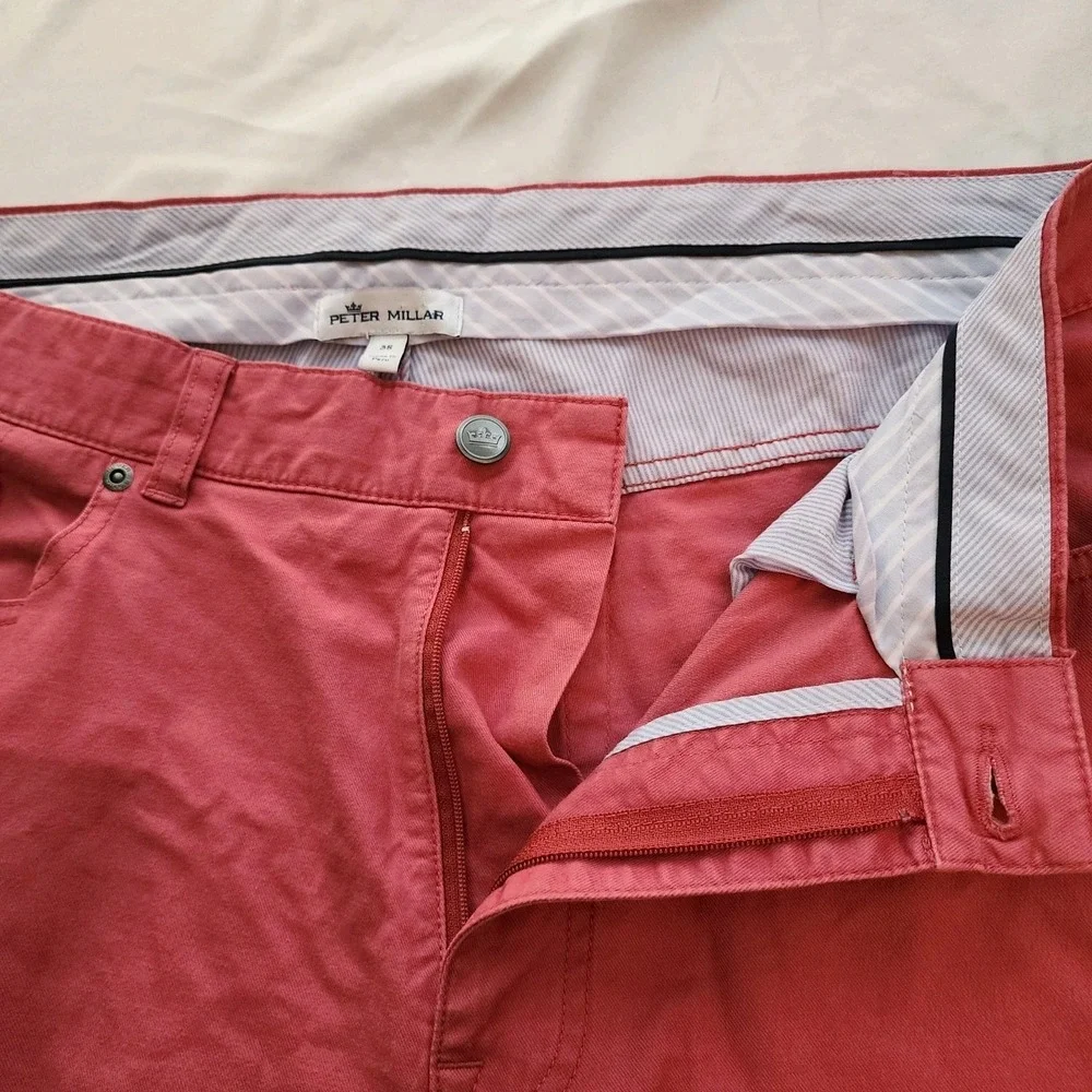 Peter Millar‎ Pima Cotton Dress Pants Cape Red Flat Front Size 38